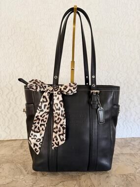 rare vtg Coach gallery black LEather SHoulder BAg tote 8E92